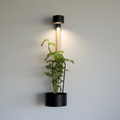 Wall Planter with LED Light | Modern Black Indoor Planter.